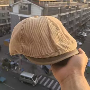 Винтажный женский берет с утиным язычком, маленькая кепка с открытым лицом, вельветовая теплая кепка газетчика, берет с утиным язычком M56-58cm хаки