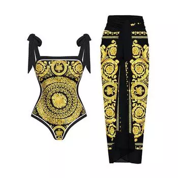 Винтажный женский цельный купальник с глубоким V-образным вырезом, накидка, женская праздничная пляжная одежда в стиле ретро, летняя одежда для серфинга S