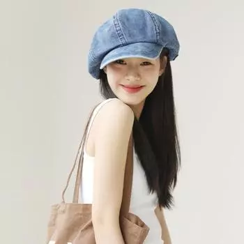 Винтажный женский джинсовый берет, восьмиугольные шапки, классические хлопковые кепки газетчика, берет, шляпа с плоскими полями, женские весенние береты для художника, кепка 56-58cm синий