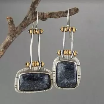 Винтажный женский квадратный кулон, висячие серьги-крючки, вечерние ювелирные изделия, подарок