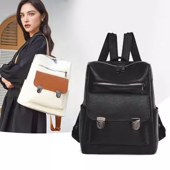 Винтажный женский рюкзак из мягкой кожи, многофункциональная сумка, большой вместимости, рюкзак для поездок на работу чёрный