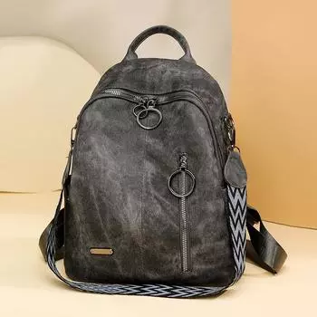 Винтажный женский рюкзак, студенческий школьный рюкзак большой вместимости, дорожный рюкзак чёрный