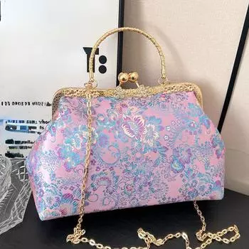 Винтажный женский свадебный клатч с цветочным замком, зажим в форме ракушки, сумки на плечо с цепочкой и бахромой, фиолетовые, синие сумки через плечо, сумки и кошельки красный