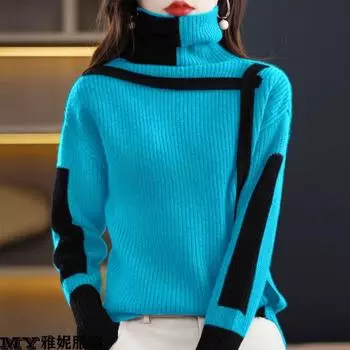 Винтажный женский свитер, осенне-зимний свободный пуловер, водолазка, свитер, толстый вязаный джемпер S жёлтый