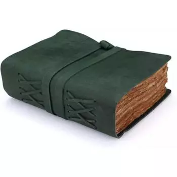 Винтажный журнал для записей в кожаном переплете, 240 страниц, 7 X 5 дюймов, необработанный край 7 x 5 in охотник зеленый