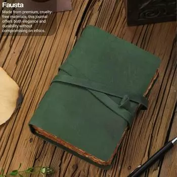 Винтажный журнал для записей в кожаном переплете, 240 страниц, 7 X 5 дюймов, необработанный край 7 x 5 in охотник зеленый