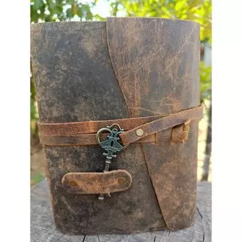 Винтажный журнал из натуральной кожи, многобумажный журнал ручной работы в кожаном переплете, 8 x 6 дюймов 8 x 6 in коричневый