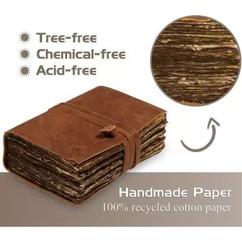 Винтажный журнал, кожаный дневник, записная книжка, уникальный дорожный дневник с тиснением ручной работы (Журнал Кожаный дневник) 5 x 7 in коричневый