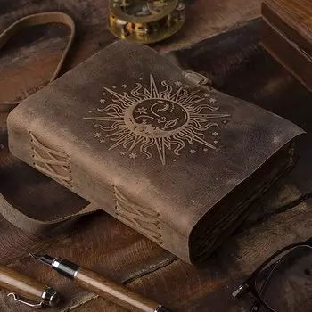 Винтажный журнал, кожаный дневник, записная книжка, уникальный дорожный дневник с тиснением ручной работы (Тисненый дорожный дневник) 5 x 7 in коричневый