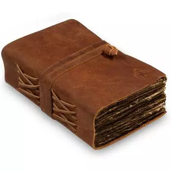 Винтажный журнал, кожаный дневник, записная книжка, уникальный дорожный дневник с тиснением ручной работы (Журнал Кожаный дневник) 5 x 7 in коричневый