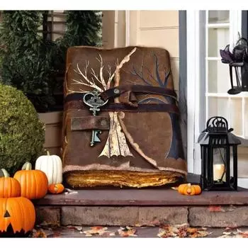 Винтажный журнал ручной работы в кожаном переплете, пустая книга заклинаний теней, антикварные страницы 7 x 5 in коричневый