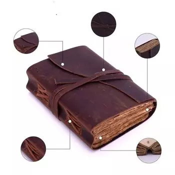 Винтажный журнал в кожаном переплете, антикварный бумажный блокнот ручной работы, дневники, альбомы для рисования