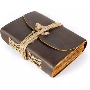 Винтажный журнал Журнал из натуральной кожи премиум-класса со 100% переработанной бумагой ручной работы А5 Дневник без линовки 240 страниц (коричневый) 7 x 5 in