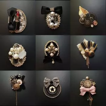 Винтажный значок в стиле барокко, украшенный бахромой, брошь, тканевый плетеный бант, дрель, пальто, свитер, аксессуары