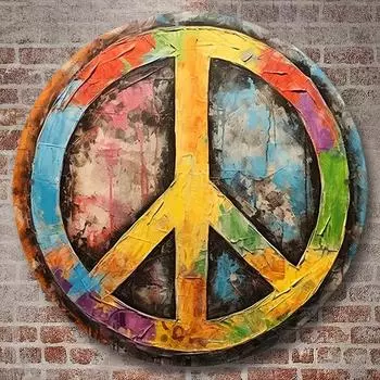 Винтажный знак мира, металлическая банка, настенное искусство, 8 x8 - Идеально подходит для украшения дома, бара, кафе и гаража. чёрный