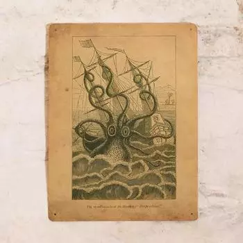 Винтажный Знак Морской Монстр, Настенный Декор На Даче, В Доме В Морском Стиле, Металл, 20x30 См