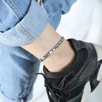 Vinterly Серебряный Цвет Ножной Браслет Цепочка Стильные Нержавеющая Сталь Женские Ножные Браслеты Здоровье Энергия Magneitc Ножной Браслет Для Женщин Ювелирные Изделия 26cm