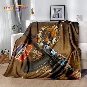 Винтовка, пистолет, патрон, CS, AK, USP, M4, AWP, мягкое плюшевое одеяло, фланелевое одеяло, одеяло для гостиной, спальни, дивана, пикника 75x100cm (30x40inch)
