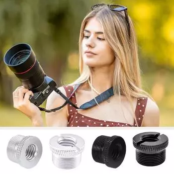 Винтовой адаптер из алюминиевого сплава с резьбой 3/8 мама на 5/8 папа для штатива лазерного уровня камеры F19 чёрный