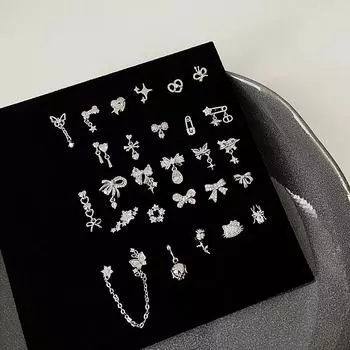 Винтовые гвоздики для ушей, циркониевые металлические серьги-бантики Love Cochlear, женские простые серьги с индивидуальным характером и универсальными темпераментами