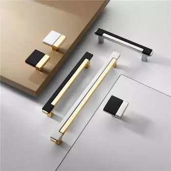 Винтовые кухонные шкафы для дома Дверные ручки Ручки для шкафов Мебельная фурнитура Ручки для ящиков black chrome single hole