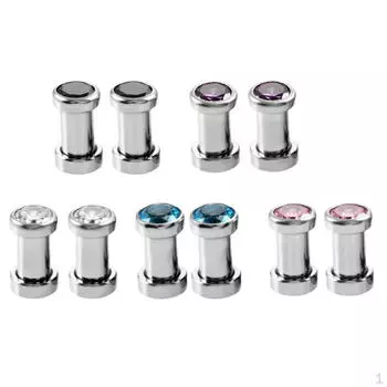 Винтовые туннели из нержавеющей стали с цирконием, заглушки для ушных носилок, пирсинг 4 мм