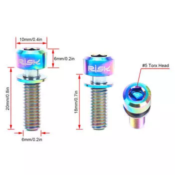 Винты M6*18/20 мм MTB велосипедные болты суппорта дискового тормоза с шайбами 4 шт. 20 золотой
