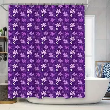 Violet floral shower curtain with pink flowers pattern for bathroom waterproof decor 3D printing home textile accessories 90x180cm