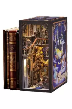 violeta Book Nook Kit Dollhouse Assembly Puzzle DIY 3D Puzzle для взрослых Миниатюрный деревянный миниатюрный дом ручной работы LED светящийся интерьер 3D книжная полка