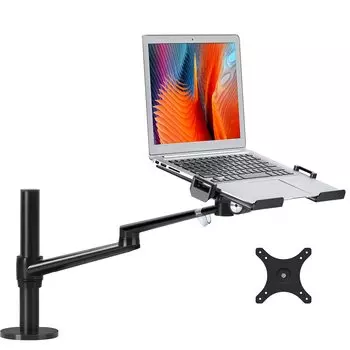 Viozon Single Stand with Arm Laptop Mount 2in1 Регулируемая высота и угол наклона настольного держателя Подходит для дюймового ЖК-монитора компьютера Работа из дома