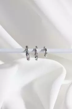 Vip Collection 3-х серебряные серьги-кольца с цветными камнями