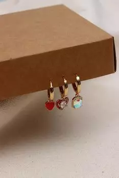 Vip-серьги золотого цвета из трех частей с турмалином