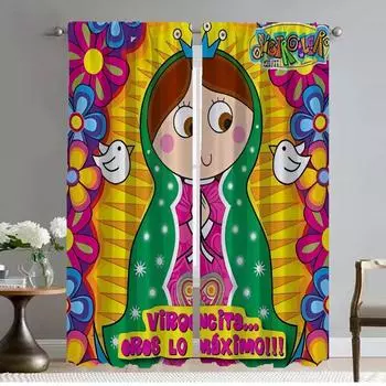 Шторы-разделители с изображением Девы Марии для гостиной, занавески для домашнего интерьера, 2 шт., украшения на Хэллоуин, оттенки для кухни W50xH70cmx2pcs-CL