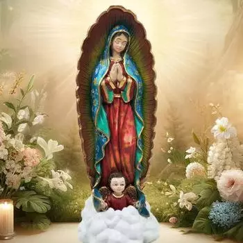 Virgin Mary Statue 11.8 Inches Our Lady of Guadalupe Figurine Hand Painted Resin Blessed Mother Religious Sculpture 30cm