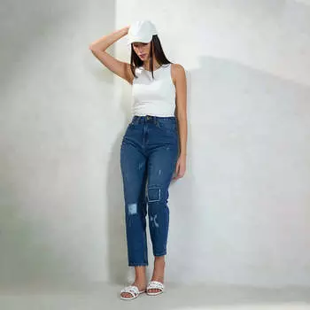 Virgio Women Ankle Length Boyfriend Fit Jeans 30 синий