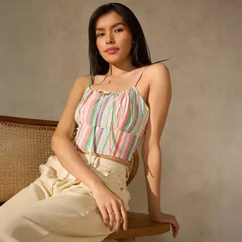 Virgio Women Crop Length Na Fitted Fit Curved Top S бежевый