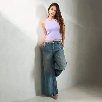 Virgio Women Full Length Wide-Leg Fit Jeans 30 синий