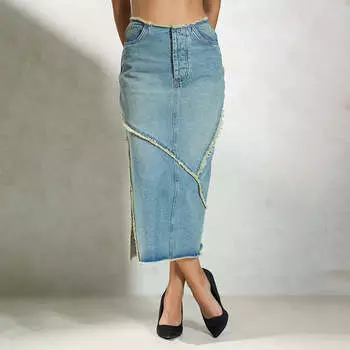 Virgio Women Midi Length Fitted Fit Skirt 26 синий