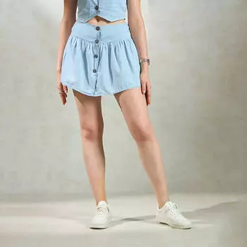 Virgio Women Mini Length Fitted Fit Skirt 26 синий