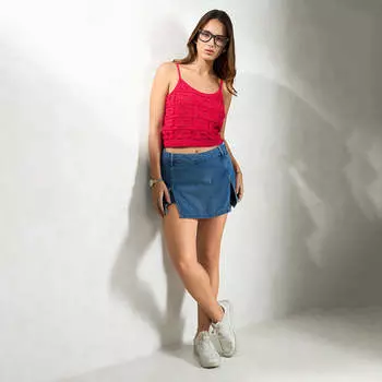 Virgio Women Mini Length Fitted Fit Skirt 26 синий