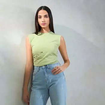 Virgio Women Regular Length Extended Fitted Fit Round Top S зелёный