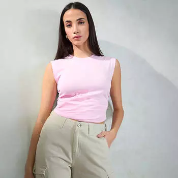 Virgio Women Regular Length Extended Fitted Fit Round Top M розовый