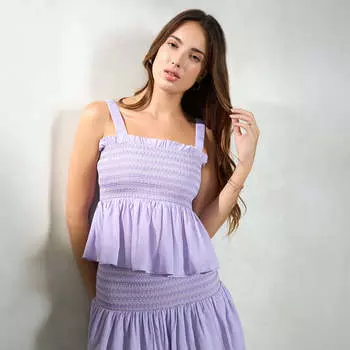 Virgio Women Regular Length Sleeveless Fit And Flare Fit Square Neck Top XS фиолетовый