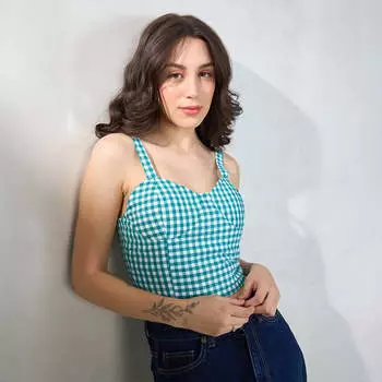 Virgio Women Regular Length Sleeveless Slim Fit Sweetheart Top XS зелёный