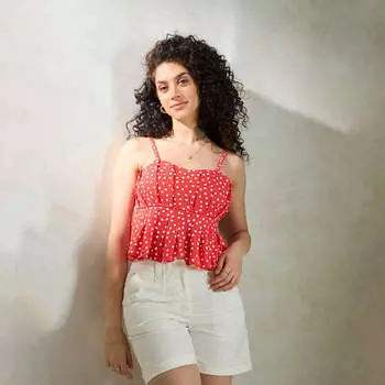 Virgio Women укороченная длина Na Fit And Flare Fit Sweetheart Top L коралловый