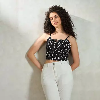 Virgio Women укороченная длина Na приталенный крой шеи с V-образным вырезом сверху XS чёрный