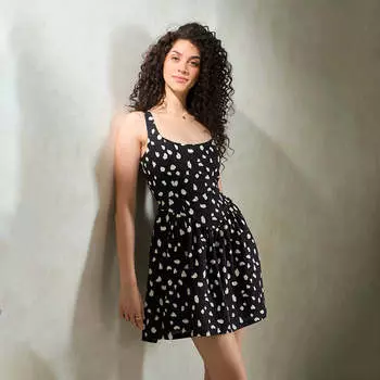 Virgio Женское мини-платье с расклешенным кроем и квадратным кроем S чёрный