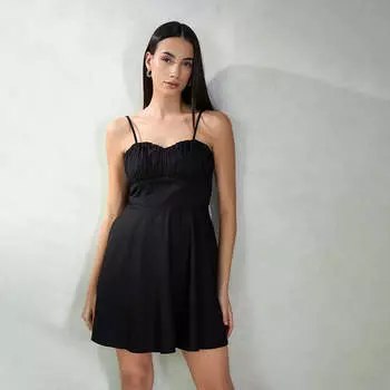 Virgio Женское мини-платье с регулировкой длины и расклешенной юбкой M чёрный