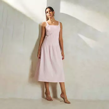 Virgio Женское платье без рукавов без рукавов с расклешенным кроем и широким вырезом XS розовый