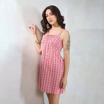 Virgio Женское Платье Мини Без Рукавов Облегающее Платье С Закругленными Рукавами L красный